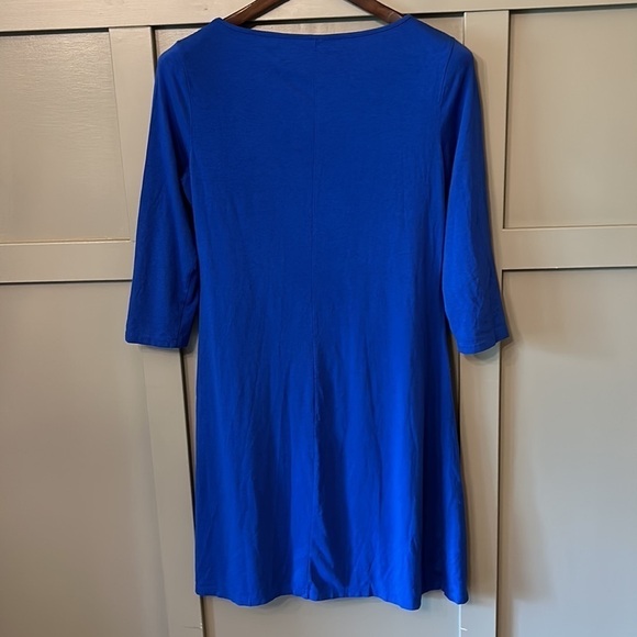 GARNET Hill Stretch Jersey Bateau Neck Dress 3/4 Sleeves Cobalt Blue Size Small - Picture 8 of 10
